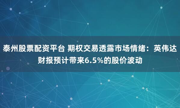 泰州股票配资平台 期权交易透露市场情绪：英伟达财报预计带来6.5%的股价波动